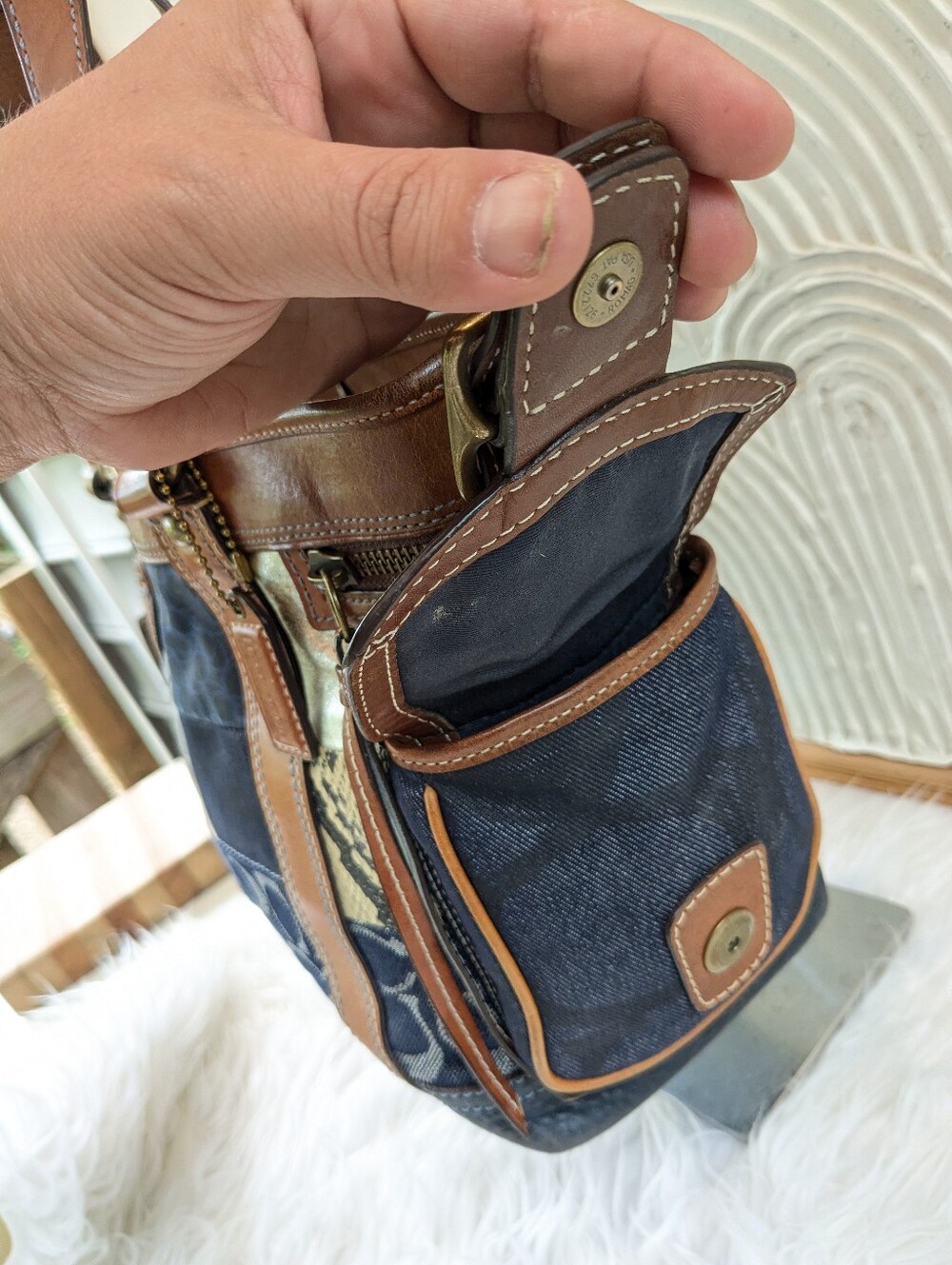 Coach RARE! Vintage Y2k Denim Patchwork Tote - Picture 4 of 12